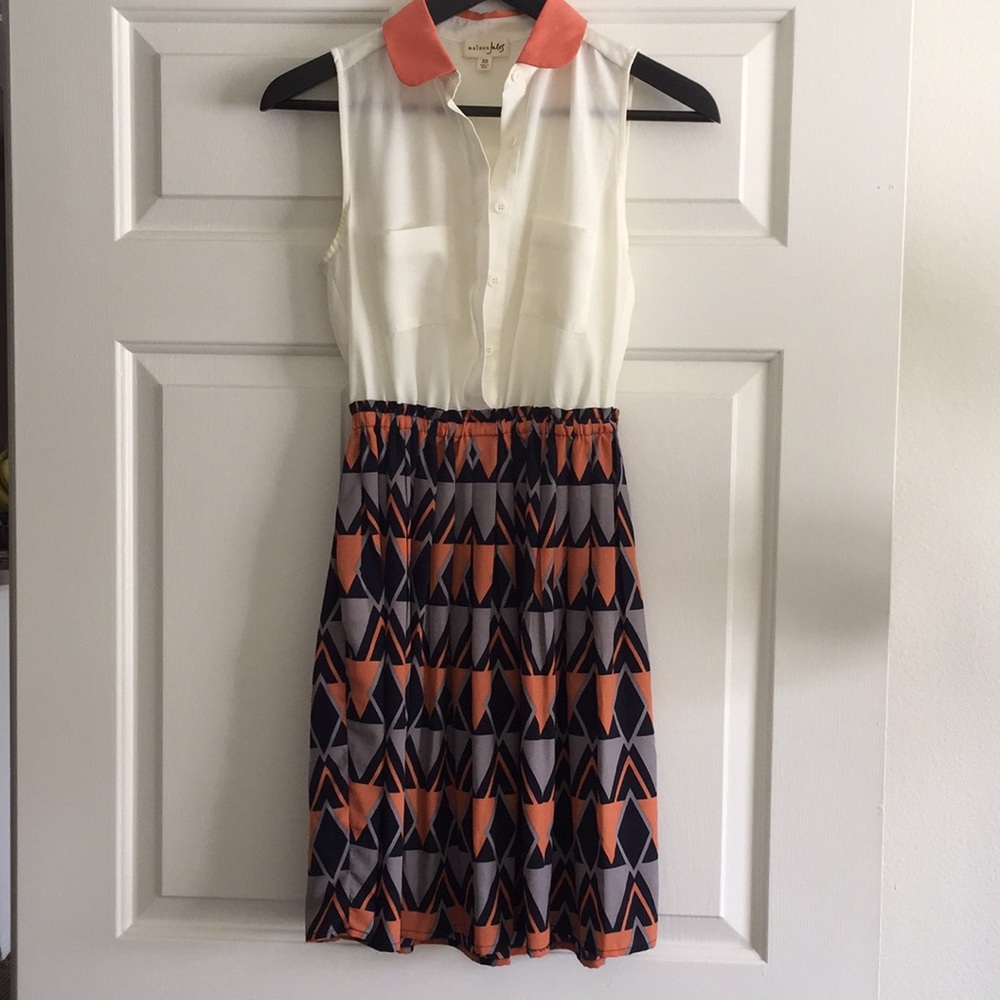 MAISON JULES PLEATED SLEEVELESS SHIRTDRESS